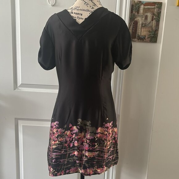 Ted Baker Black Silk Mini Dress Pattern - Picture 7 of 13